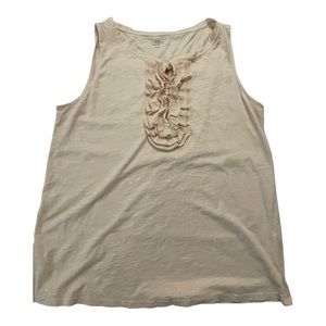 ANN TAYLOR LOFT RUFFLED TANK TOP, SIZE XL